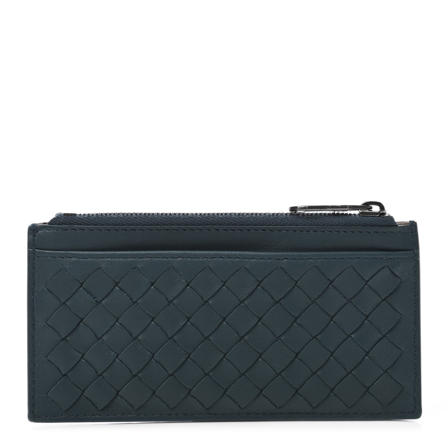 Nappa Intrecciato Zip Card Case Denim