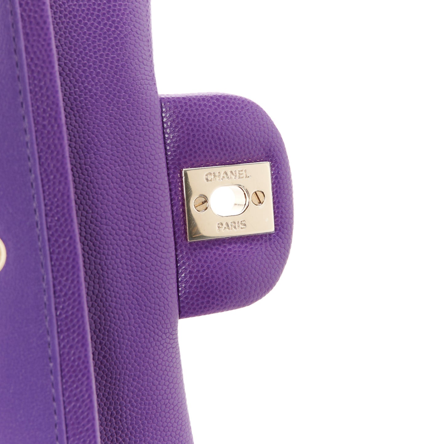 Caviar Quilted Small Double Flap Purple