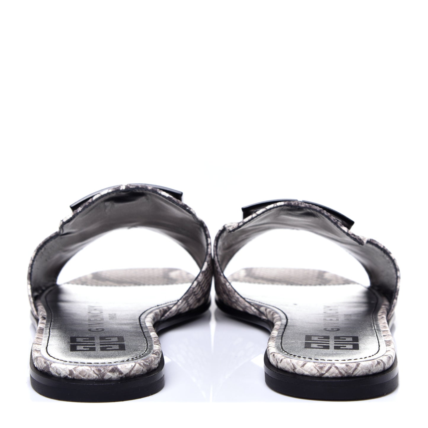 Calfskin Python Print 4G Flat Sandals 38 Stone Grey