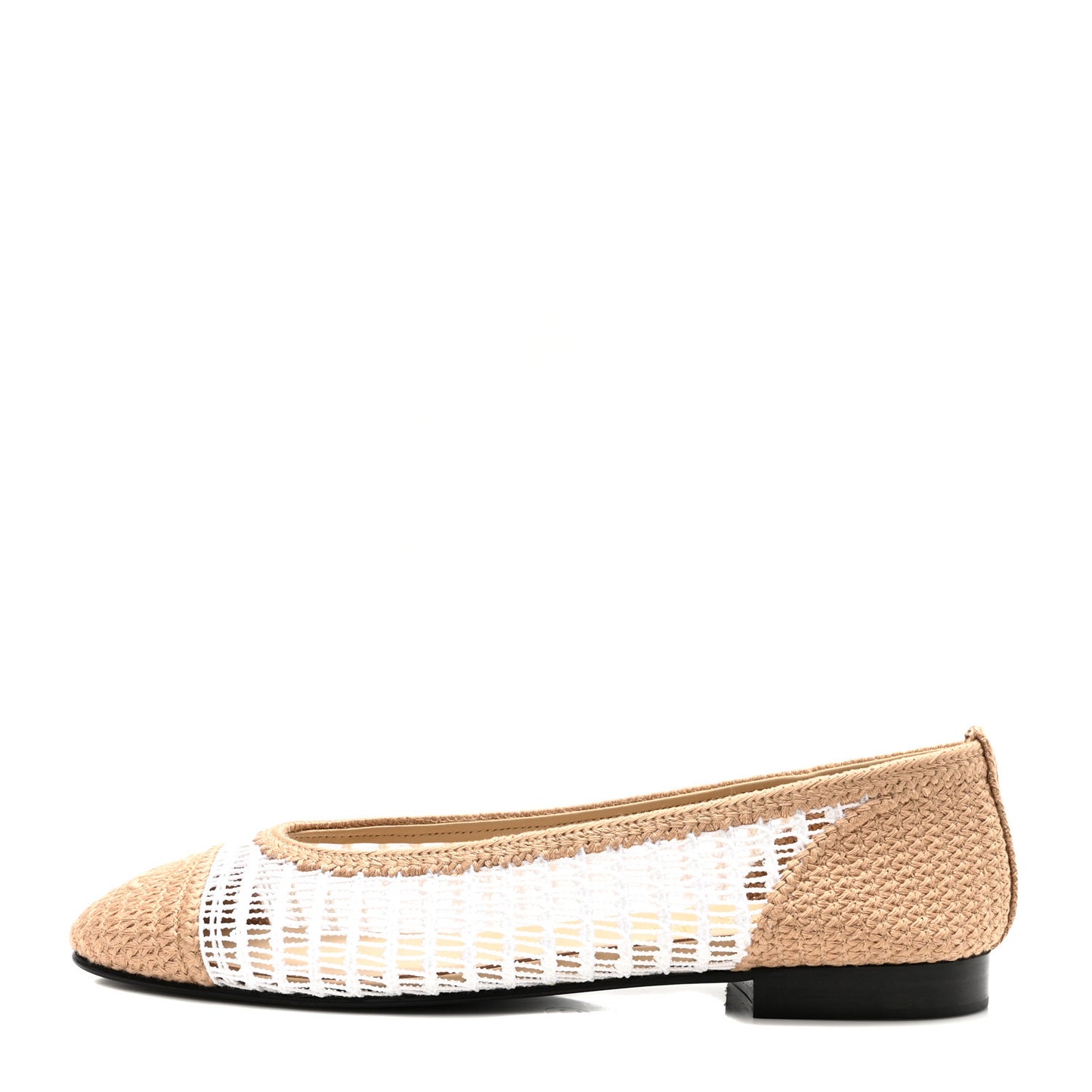 Raffia CC Cap Toe Ballerina Flats 39.5 White Beige