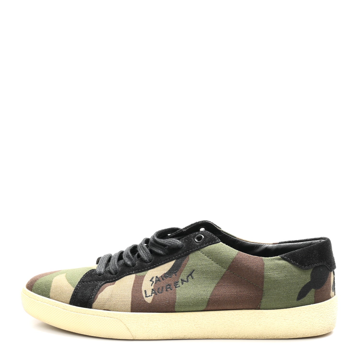 Saint Laurent Canvas Camouflage Signa SL/06 Low Top Sneakers 43 Kaki 1 of 9