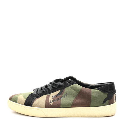 Saint Laurent Canvas Camouflage Signa SL/06 Low Top Sneakers 43 Kaki 1 of 9