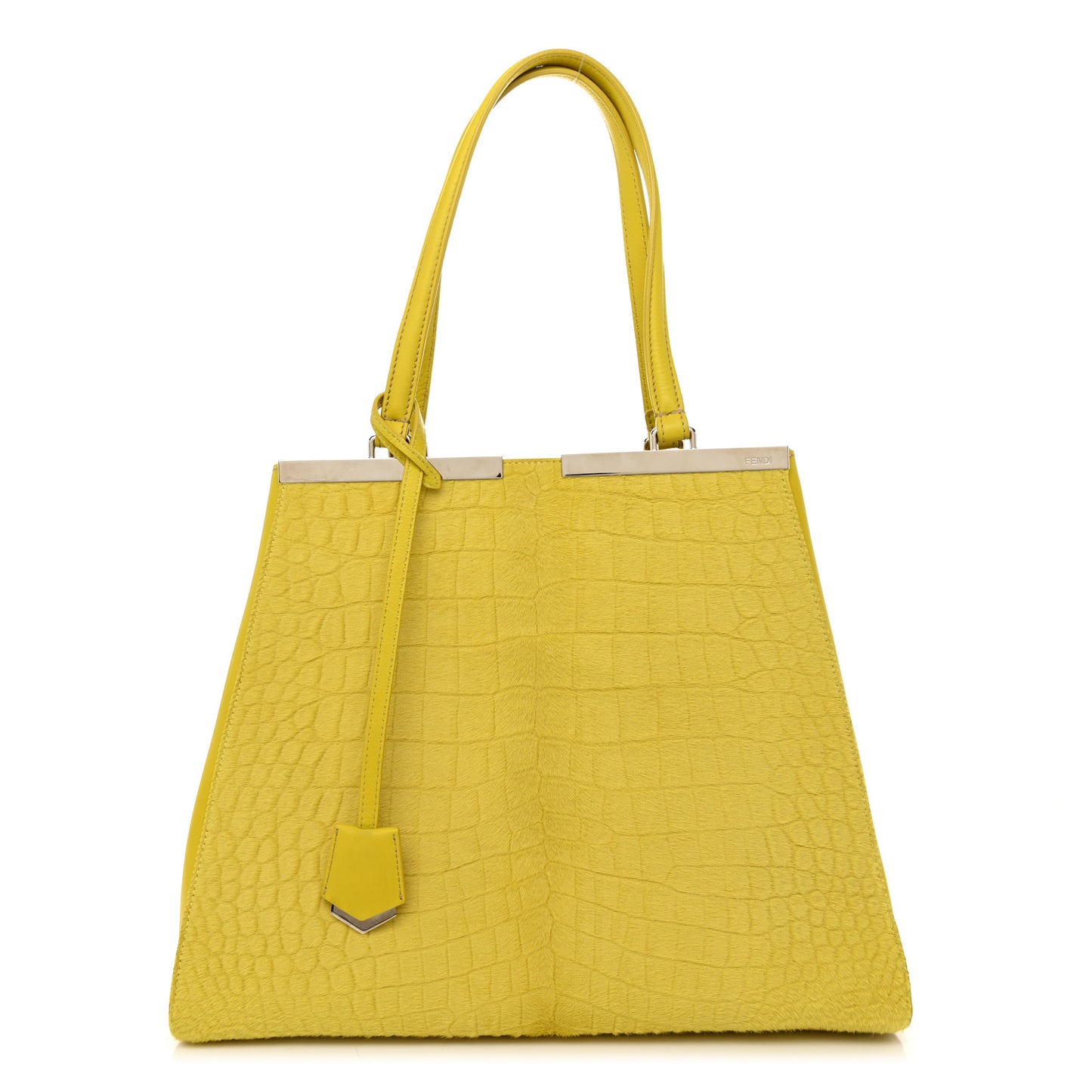 Vitello Calf Hair Crocodile Embossed Large 3Jours Tote Sunflower Cedro