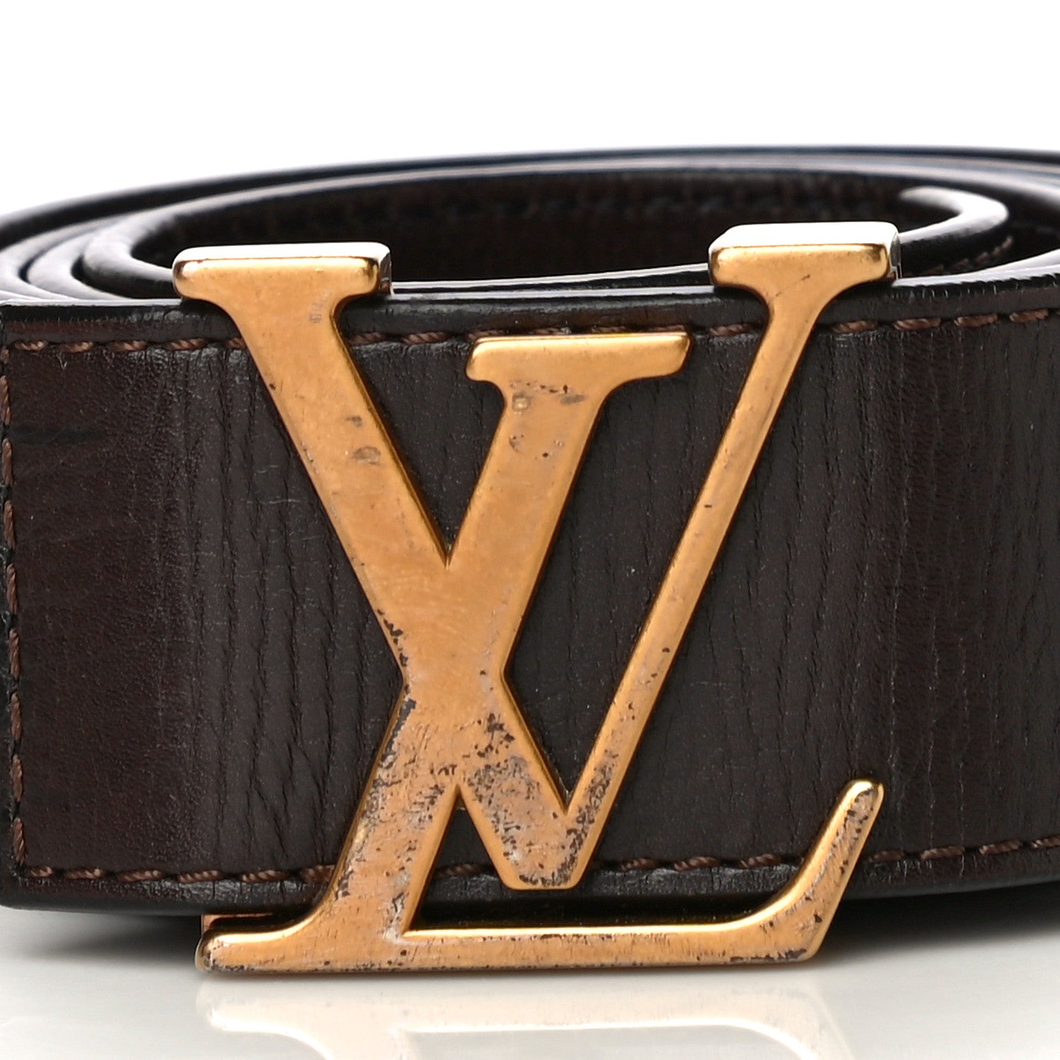 Louis Vuitton Calfskin Monogram LV Initiales Belt 100 40 Coffee 2 of 10