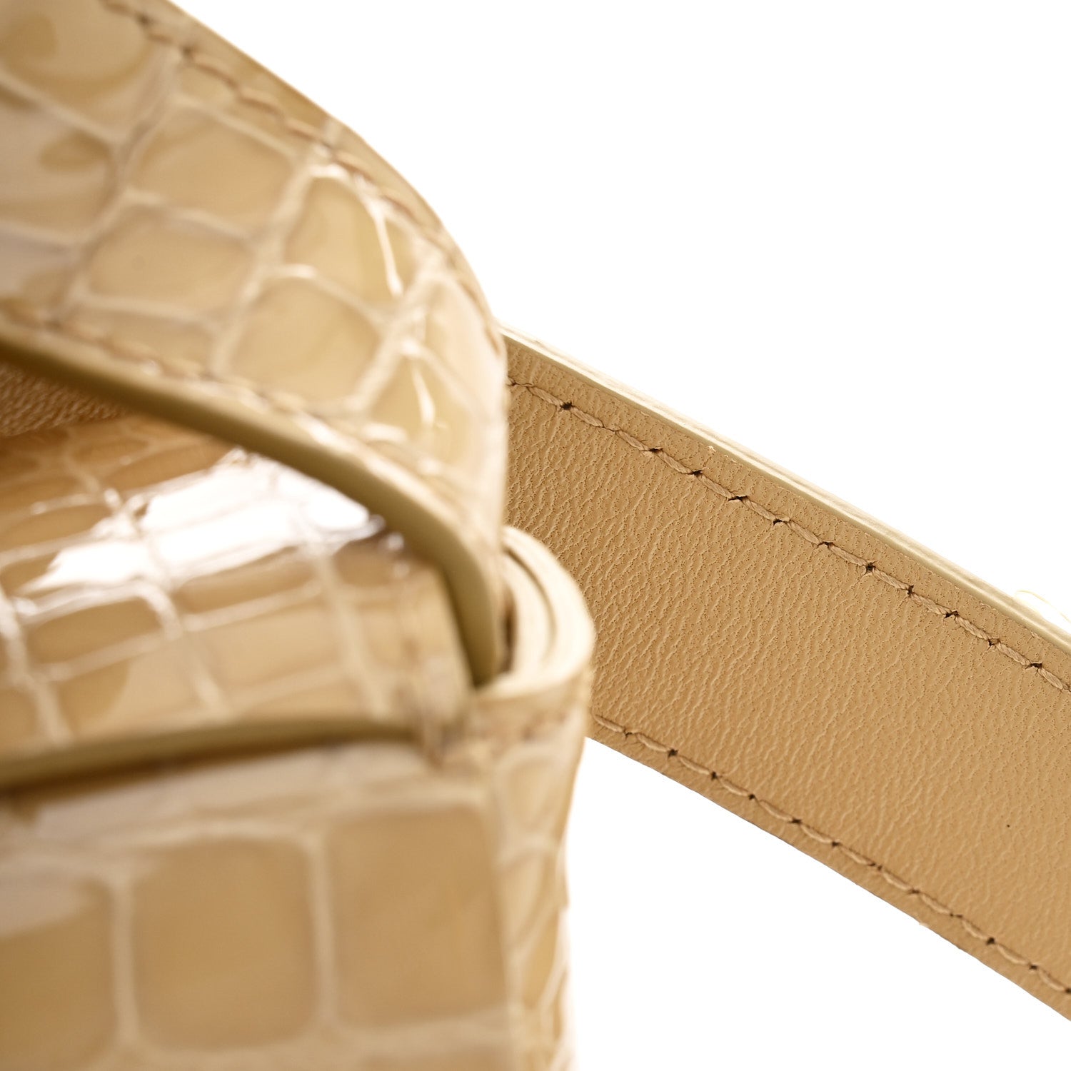 Bottega Veneta Gloss Calfskin Croc Embossed Intreccio Cassette