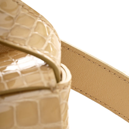 Bottega Veneta Gloss Calfskin Croc Embossed Intreccio Cassette Crossbody Bag Praline 12 of 12