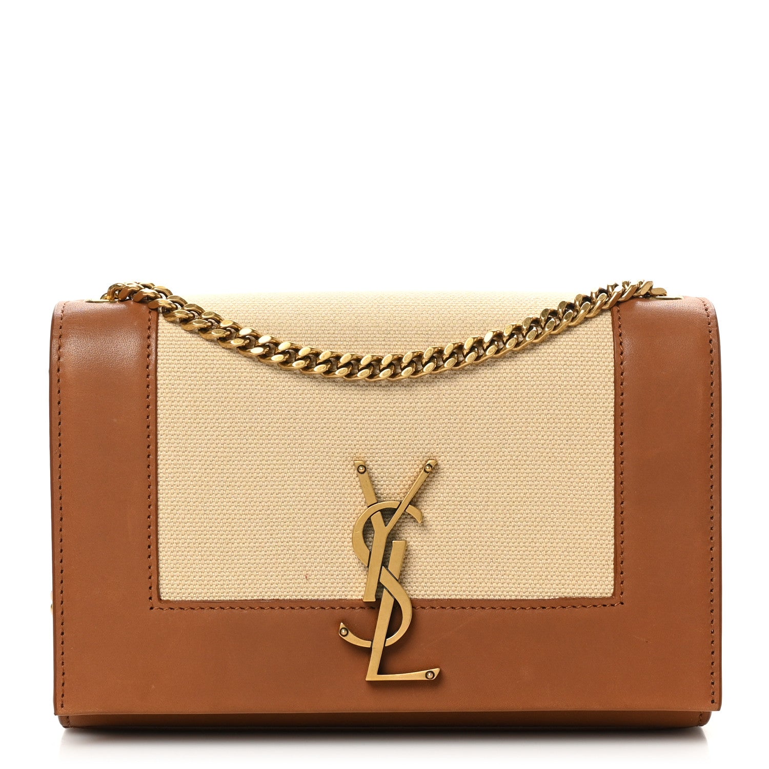 Saint Laurent Calfskin Canvas Medium Monogram Kate Satchel Ivory Brick 1 of 10