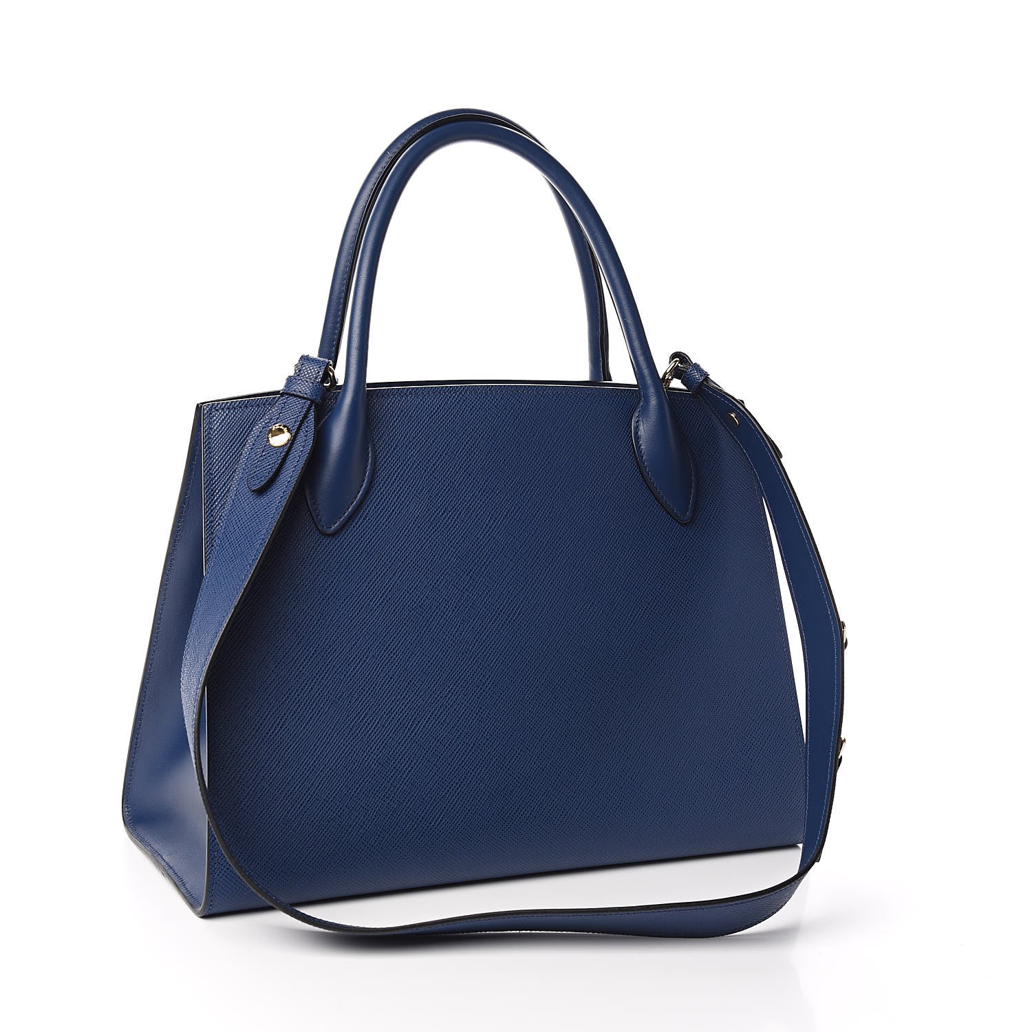 Prada Saffiano Cuir Calfskin Medium Monochrome Top Handle Tote Bluette 3 of 9