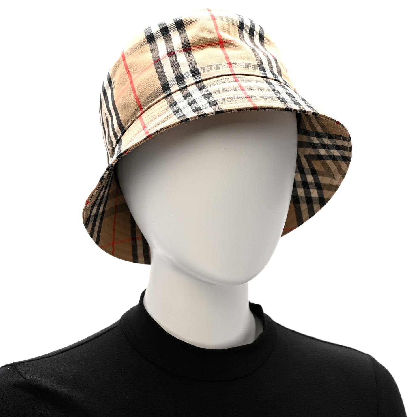 Technical Cotton Vintage Check Bucket Hat L Archive Beige