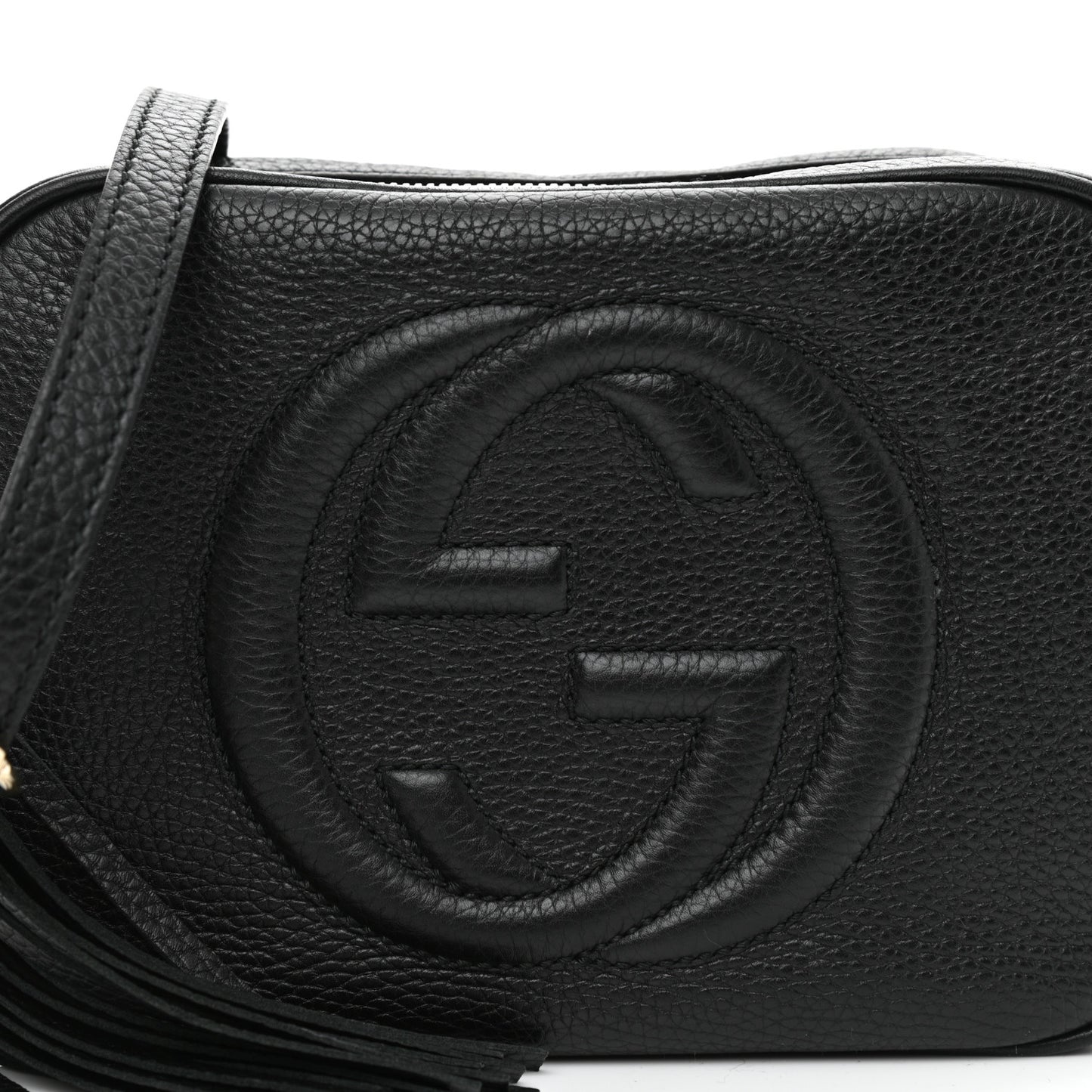 Pebbled Calfskin Small Soho Disco Bag Black