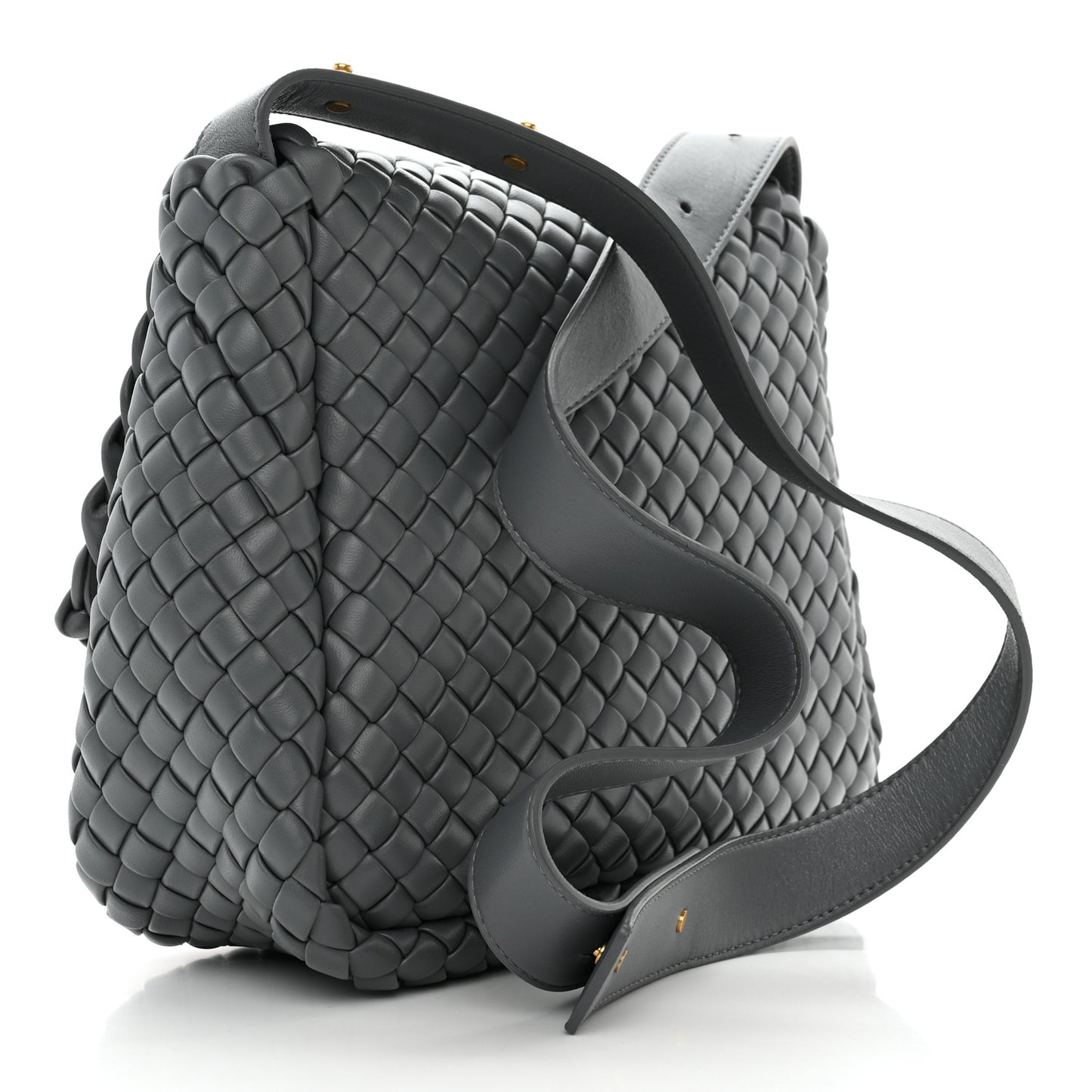 Nappa Intrecciato Small Cobble Shoulder Bag Thunder