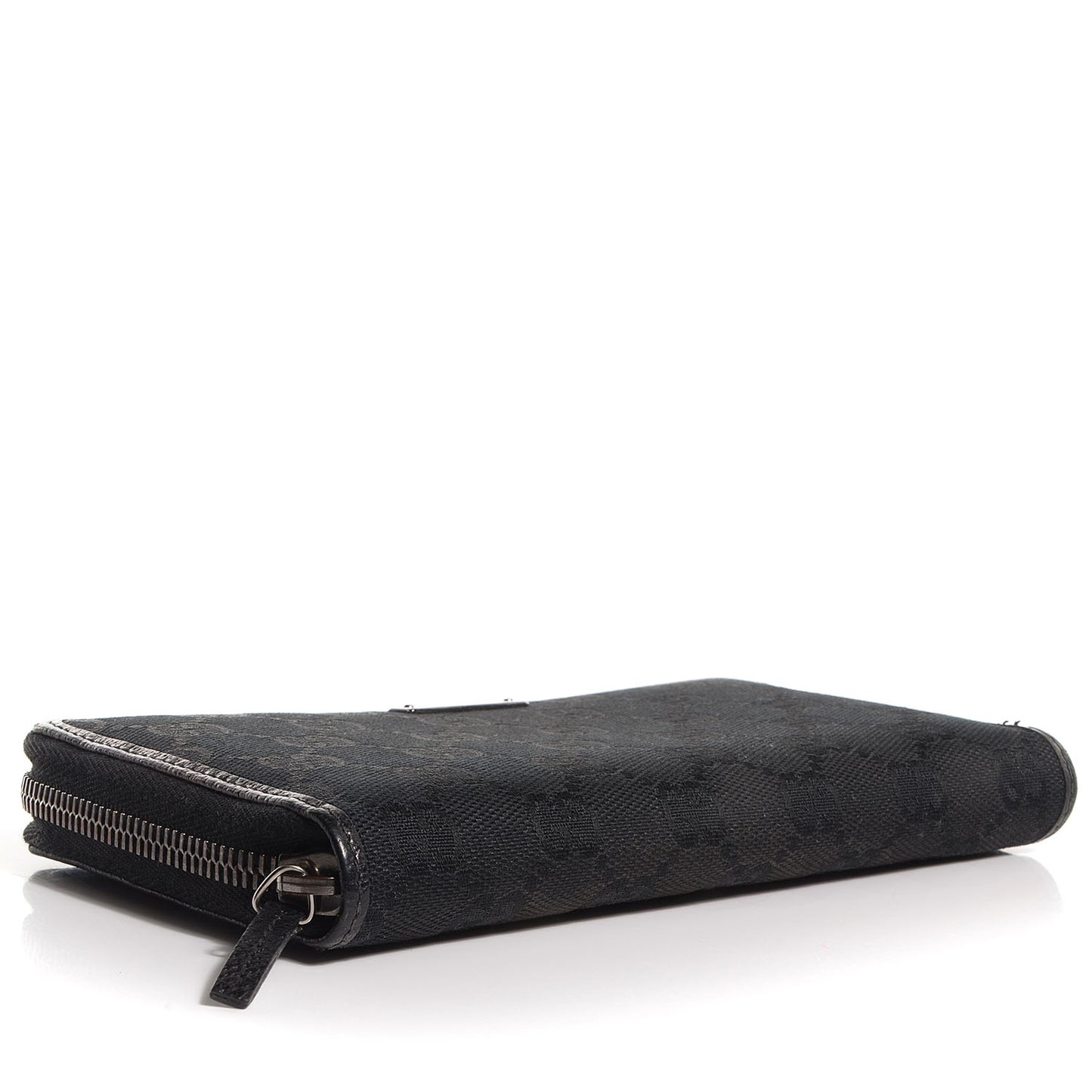 Monogram Metal Bar Zip Around Wallet Black