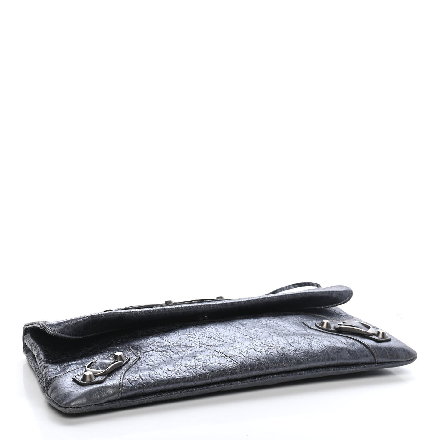 Agneau Classic Hardware Envelope Clutch Gris Hematite