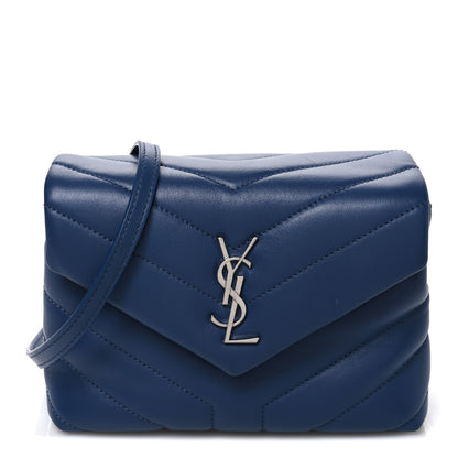 Saint Laurent Calfskin Y Quilted Monogram Toy Loulou Crossbody Bag Denim 1 of 10
