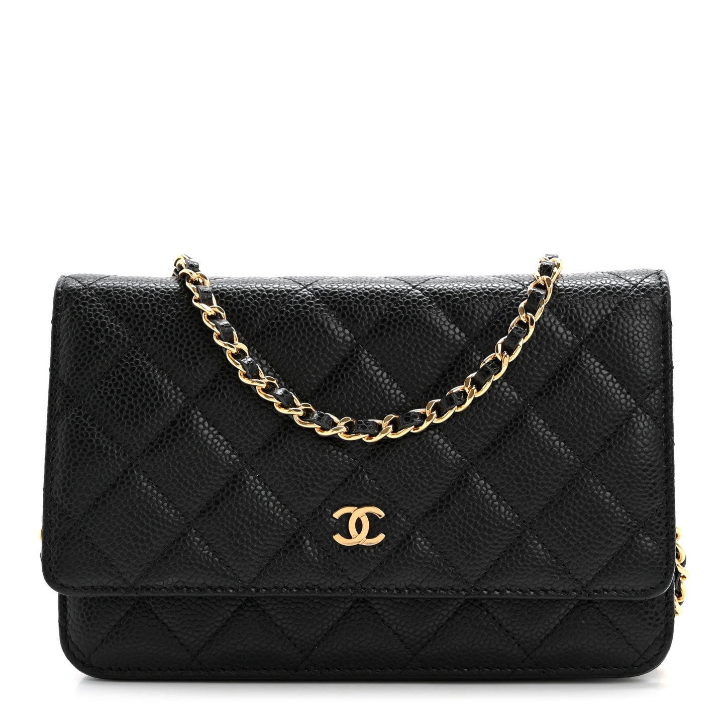 Caviar Quilted Wallet on Chain WOC Black