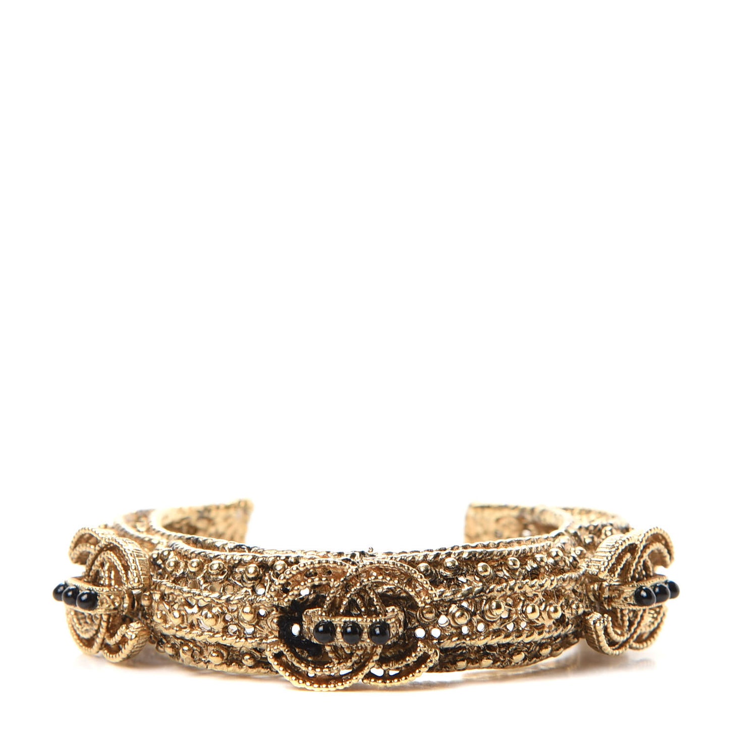 Metal Beaded CC Cuff Gold Black