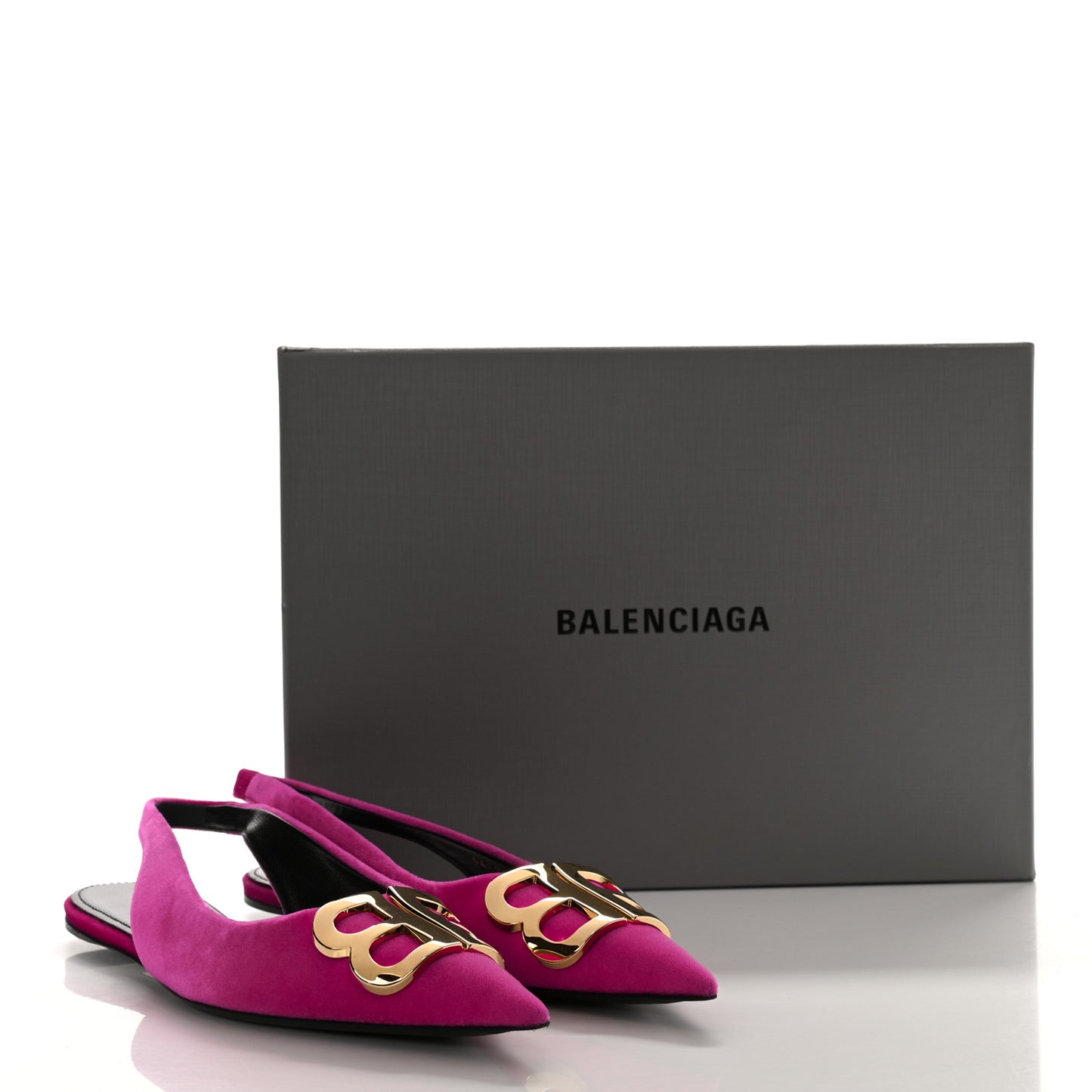 Velvet BB Knife Pointy Toe Slingback Flats 35 Pink