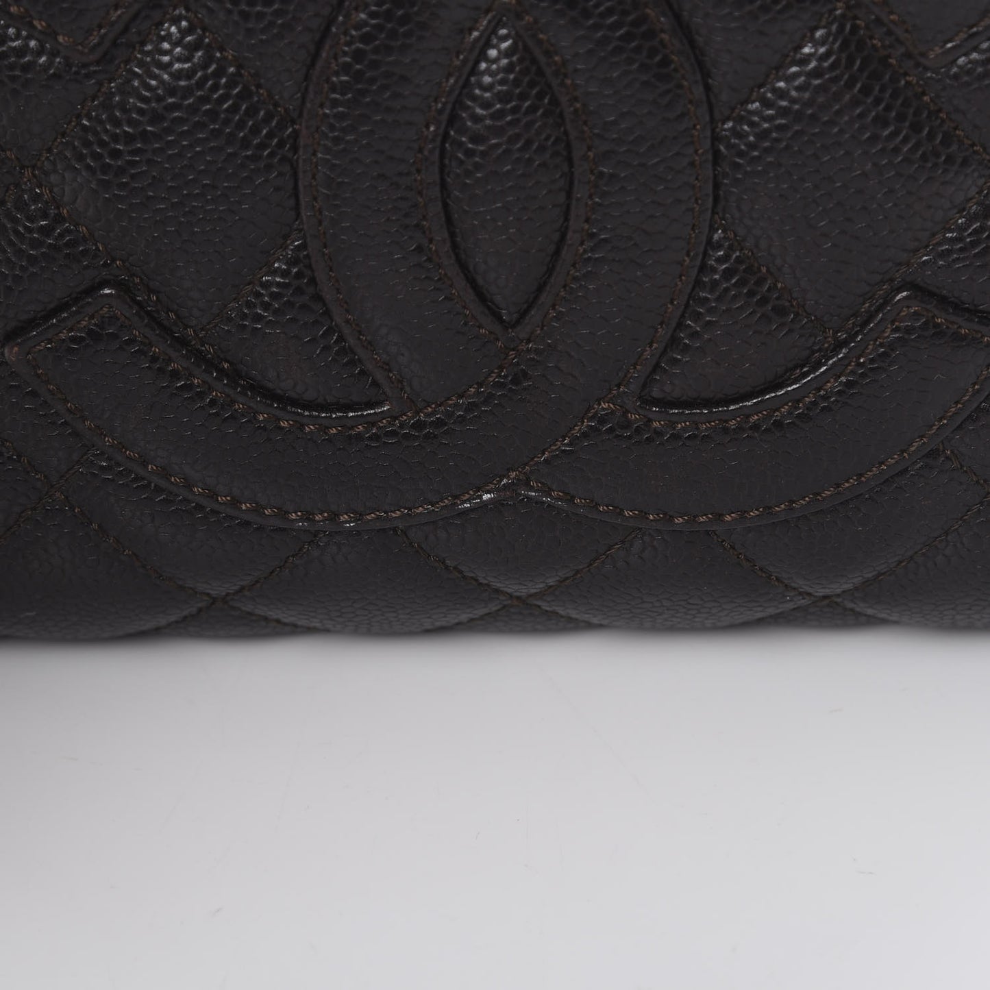 Caviar Petit Shopping Tote PST Dark Brown