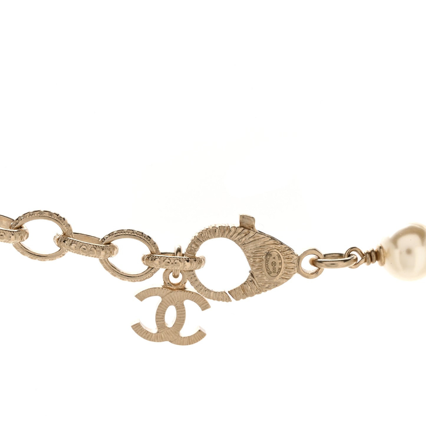 Crystal Pearl CC Short Necklace Light Gold Black