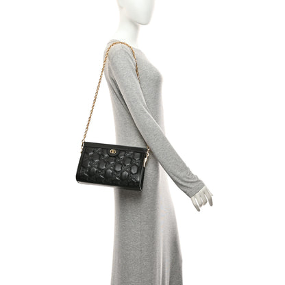 Gucci Calfskin GG Matelasse Small Slim Chain Shoulder Bag Black Natural 2 of 11