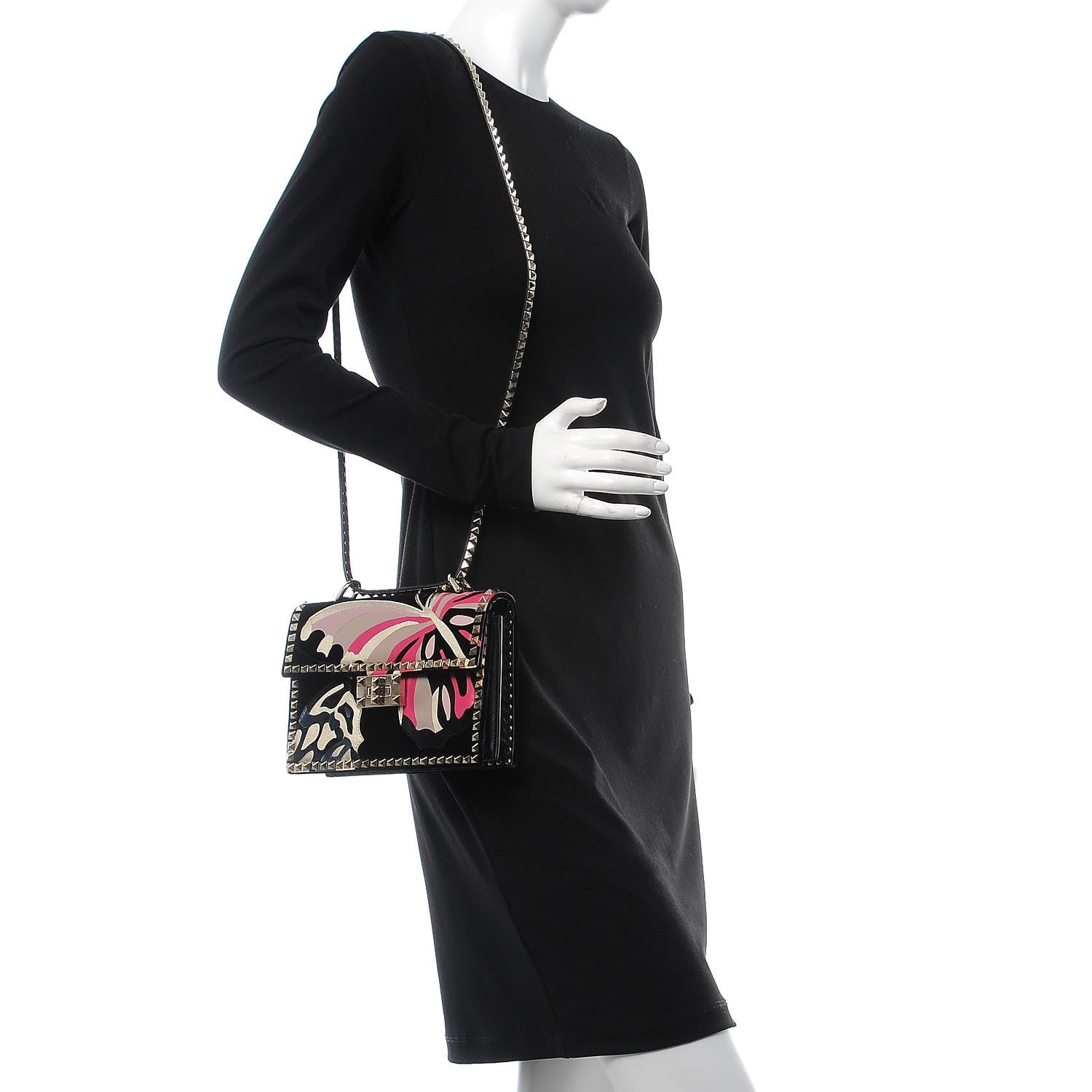 Valentino Garavani Velvet Butterfly Rockstud No Limit Shoulder Bag Black 2 of 6