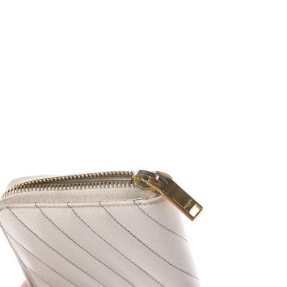 Saint Laurent Grain De Poudre Matelasse Chevron Monogram Zip Around Wallet Porcellana 10 of 11