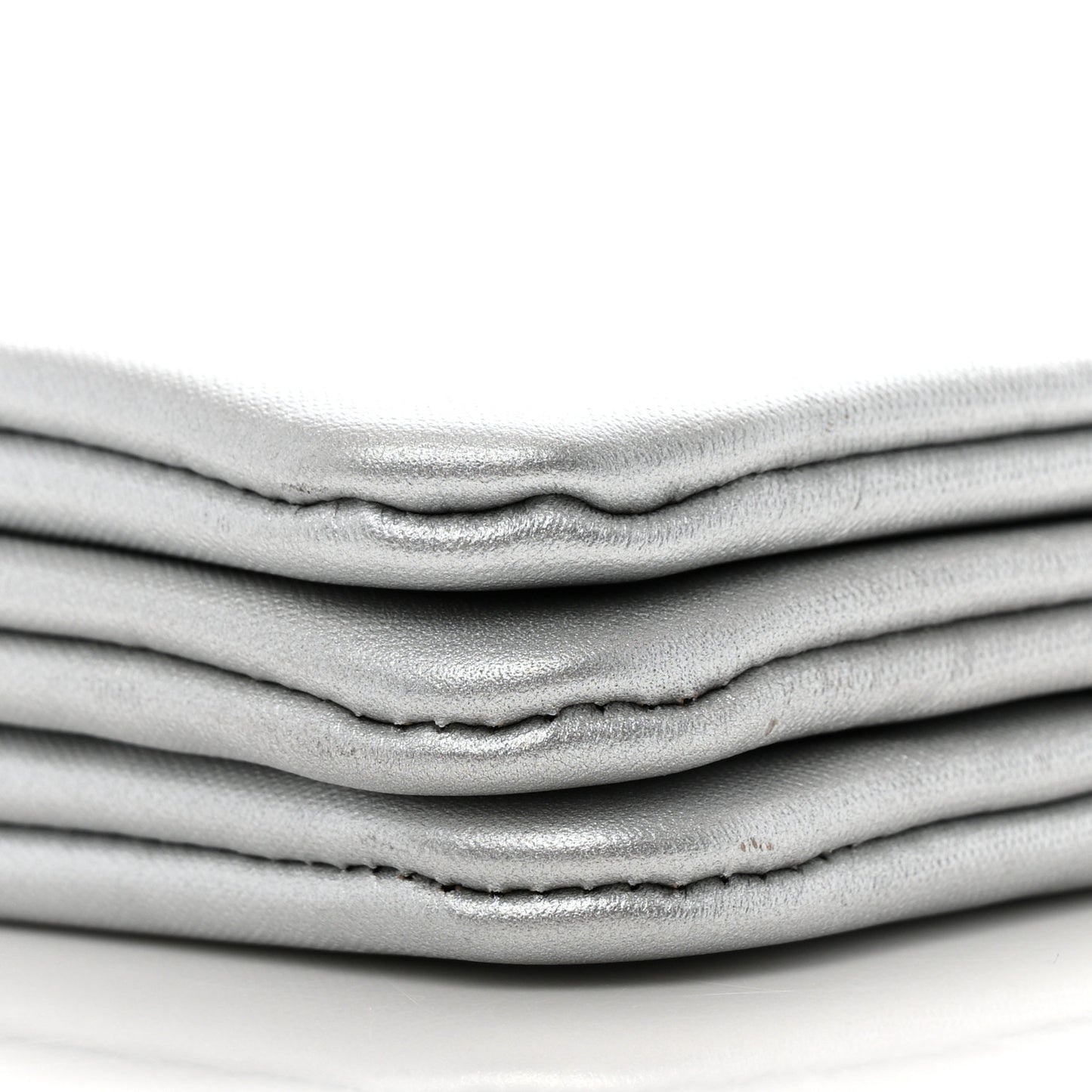 Metallic Lambskin Small Trio Crossbody Bag Silver