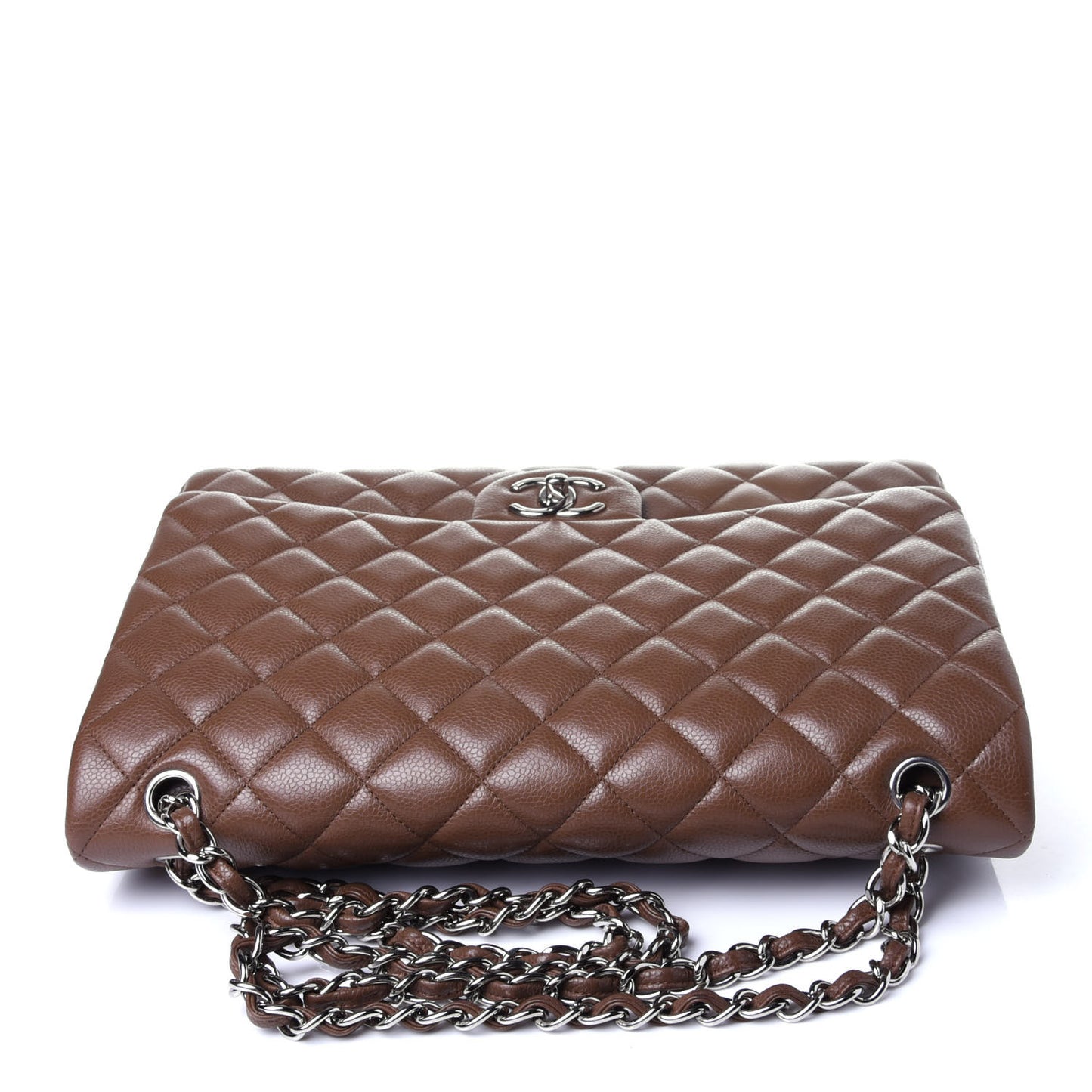 Caviar Quilted Maxi Double Flap Brown