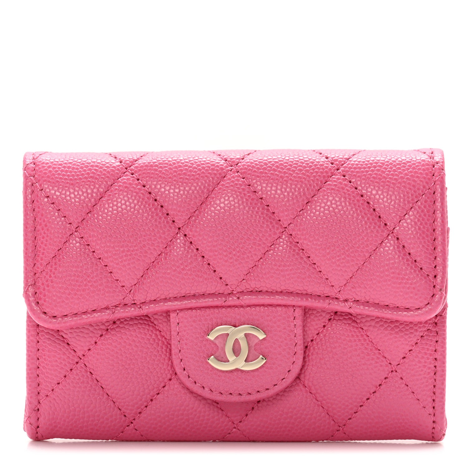 Chanel Caviar Quilted Flap Card Holder Wallet Pink 1 of 9