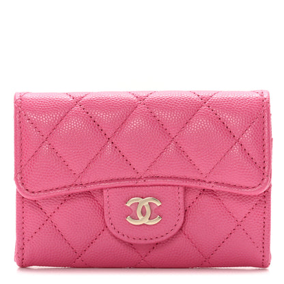 Chanel Caviar Quilted Flap Card Holder Wallet Pink 1 of 9