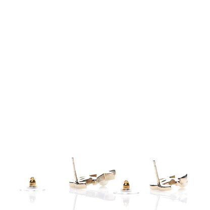 Chanel Crystal Pearl Charming Winter CC Star Heart Earrings Gold 3 of 5