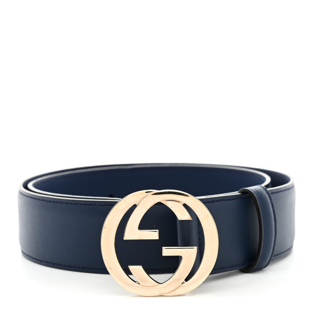 Authentic Gucci Black Calfskin Leather Silver Interlocking G Buckle Belt 75/30 Gucci Double G Silver Buckle Textured Leather Belt 1.5 Width  main image 2