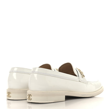 Chanel Shiny Calfskin Logo Loafers 41 White 5 of 9