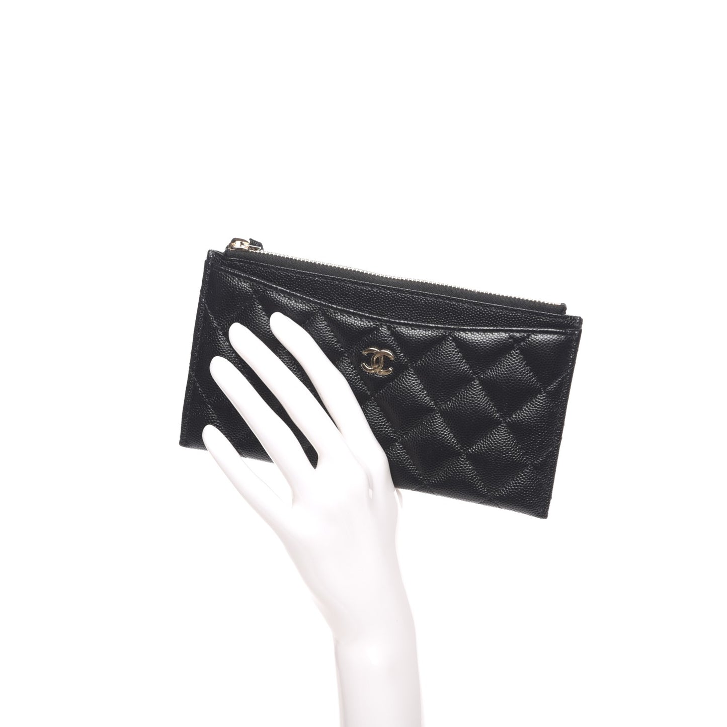 Caviar Quilted Classic Zip Pouch Black