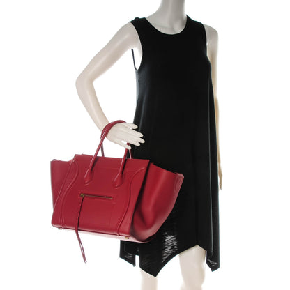 Celine Supple Calfskin Medium Phantom Luggage Red 2 of 8