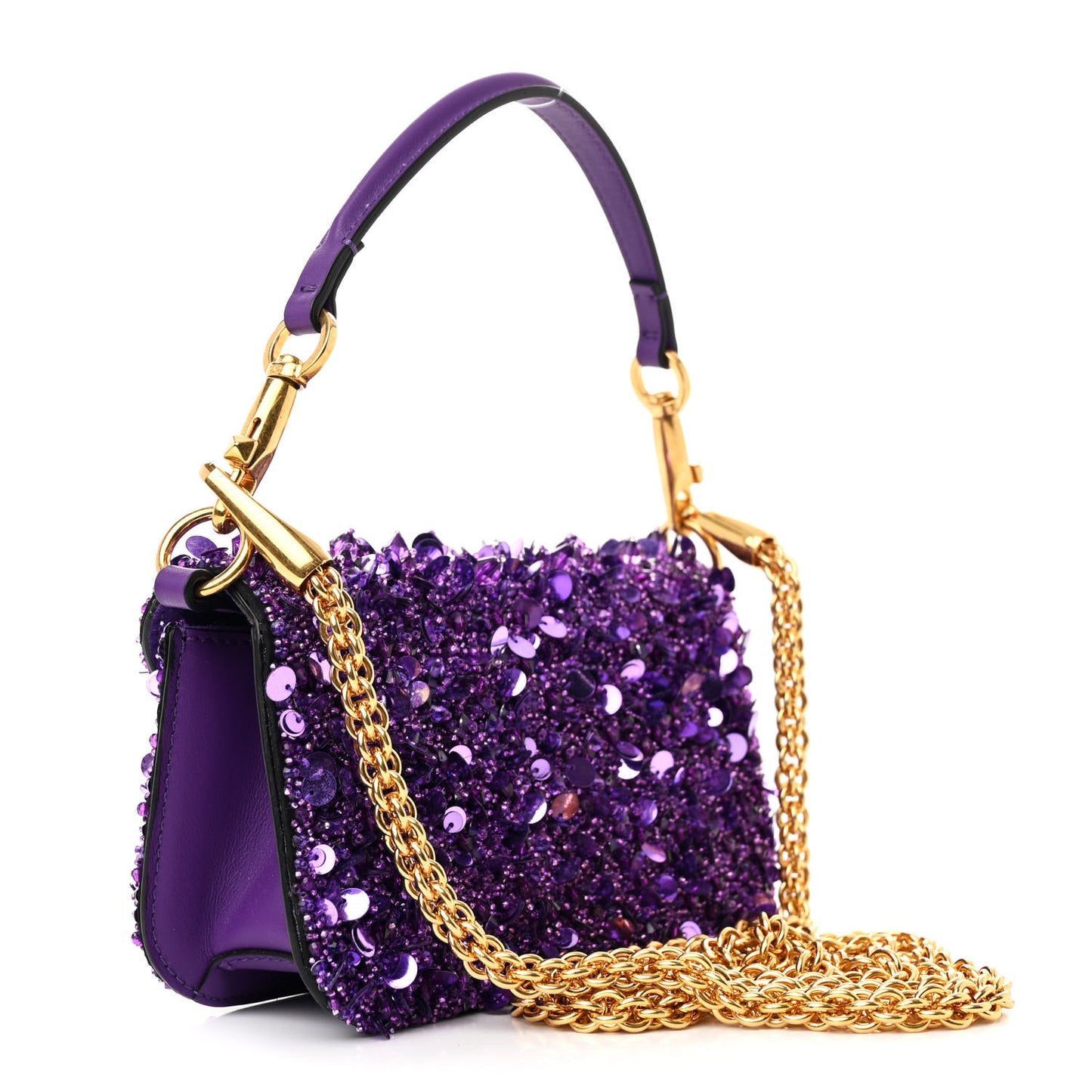 Sequin Crystal Vlogo Embroidered Small Loco Shoulder Bag Astral Purple