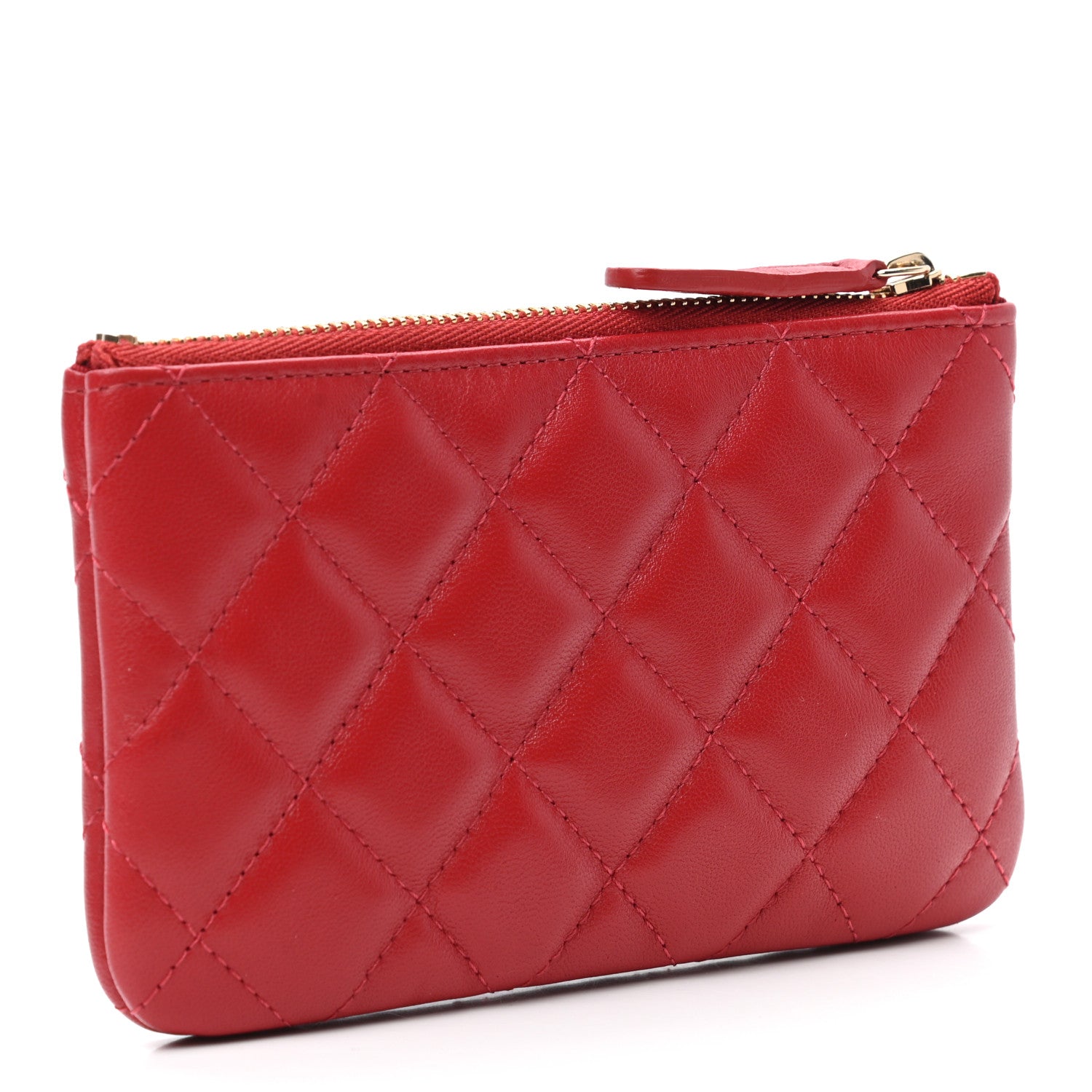 Chanel Lambskin Quilted Small Cosmetic Case Red 3 of 7