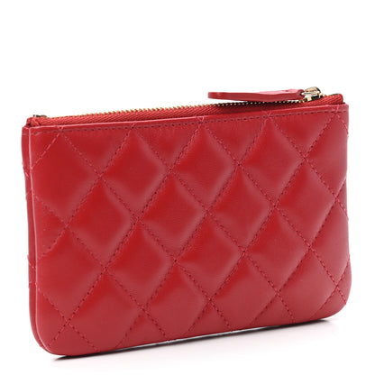 Chanel Lambskin Quilted Small Cosmetic Case Red 3 of 7
