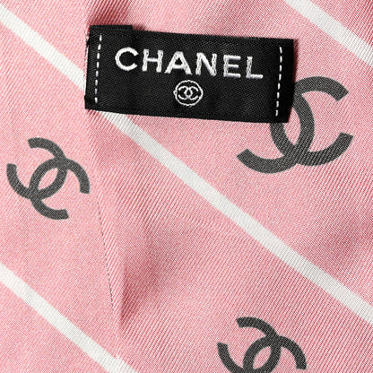 Chanel Silk Twill Slim Bandeau Scarf Pink Grey Light Pink 3 of 3