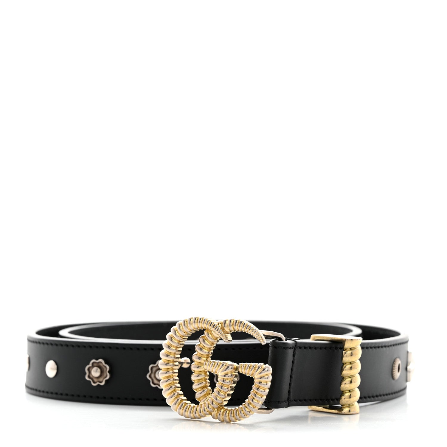 Gucci Calfskin Star Studded Torchon Double G Belt 80 32 Black 1 of 7
