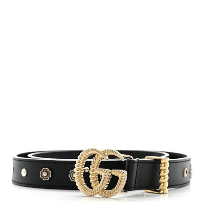 Gucci Calfskin Star Studded Torchon Double G Belt 80 32 Black 1 of 7