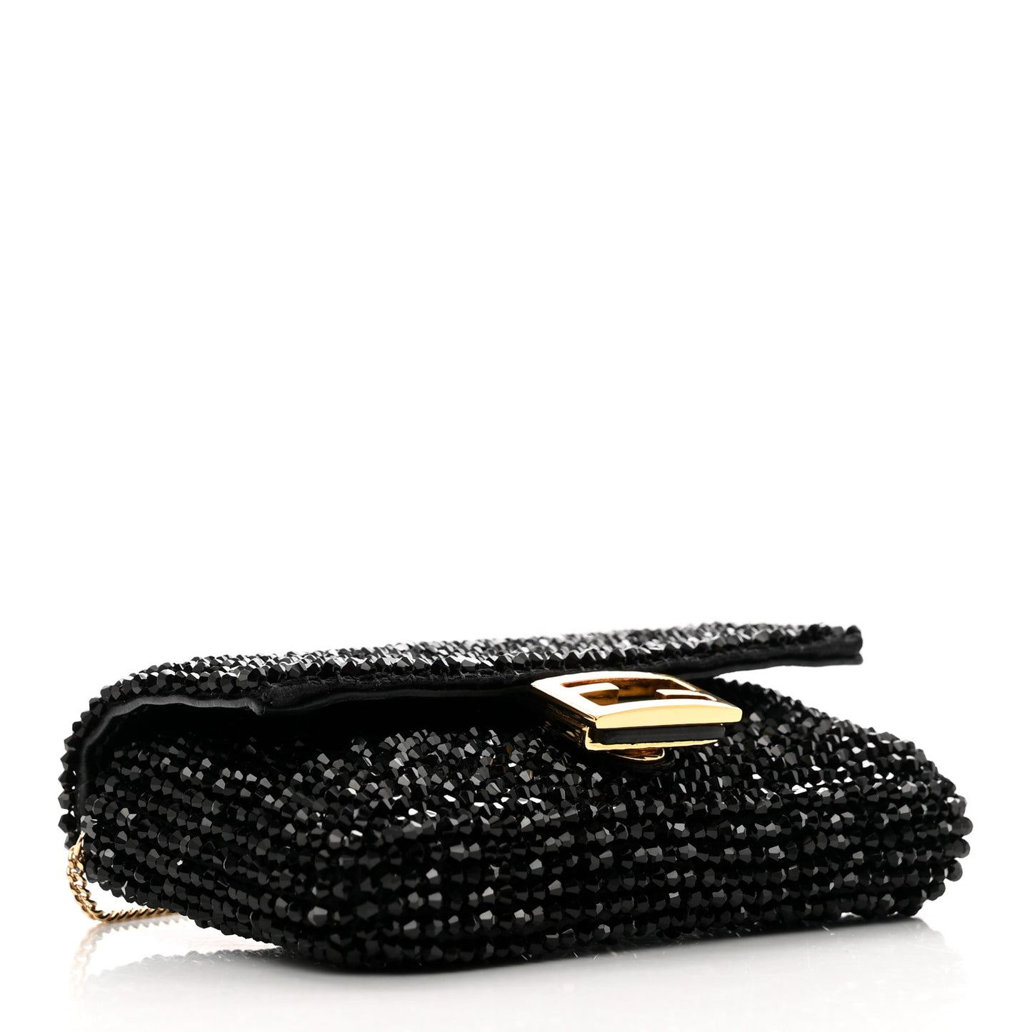 Crystal Vitello King Beaded Nano Baguette Charm Black