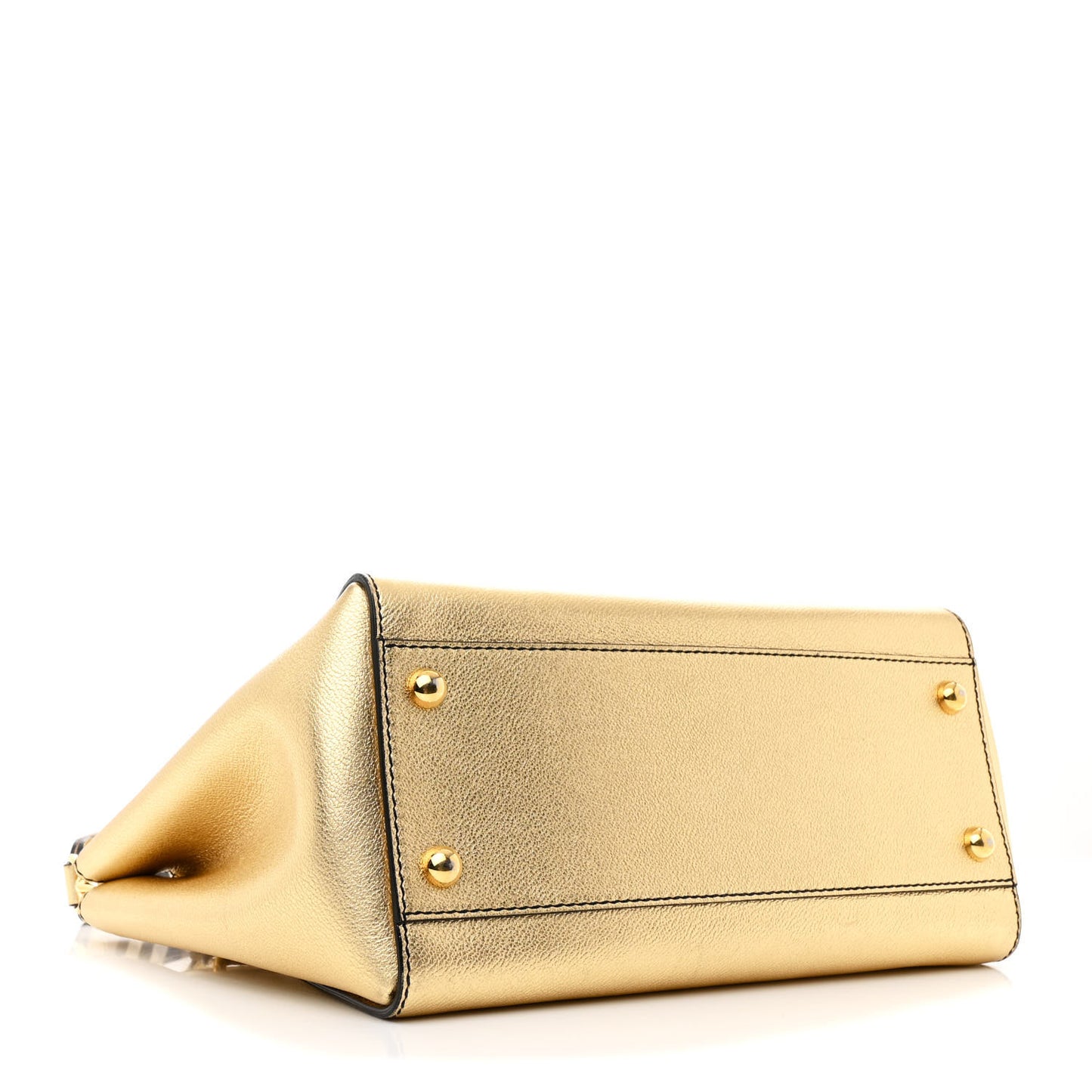 Metallic Soft Grain Calfskin Medium Buckle Tote Gold