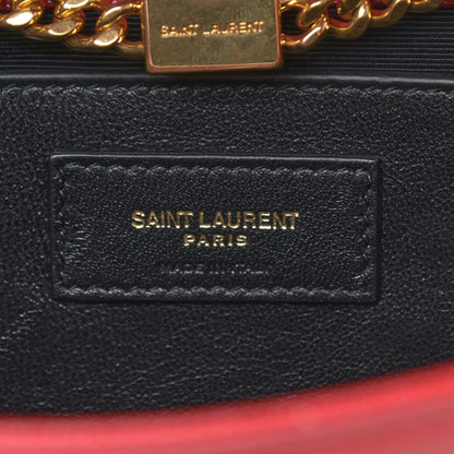 Saint Laurent Grain De Poudre Medium Monogram Kate Satchel Red 7 of 11