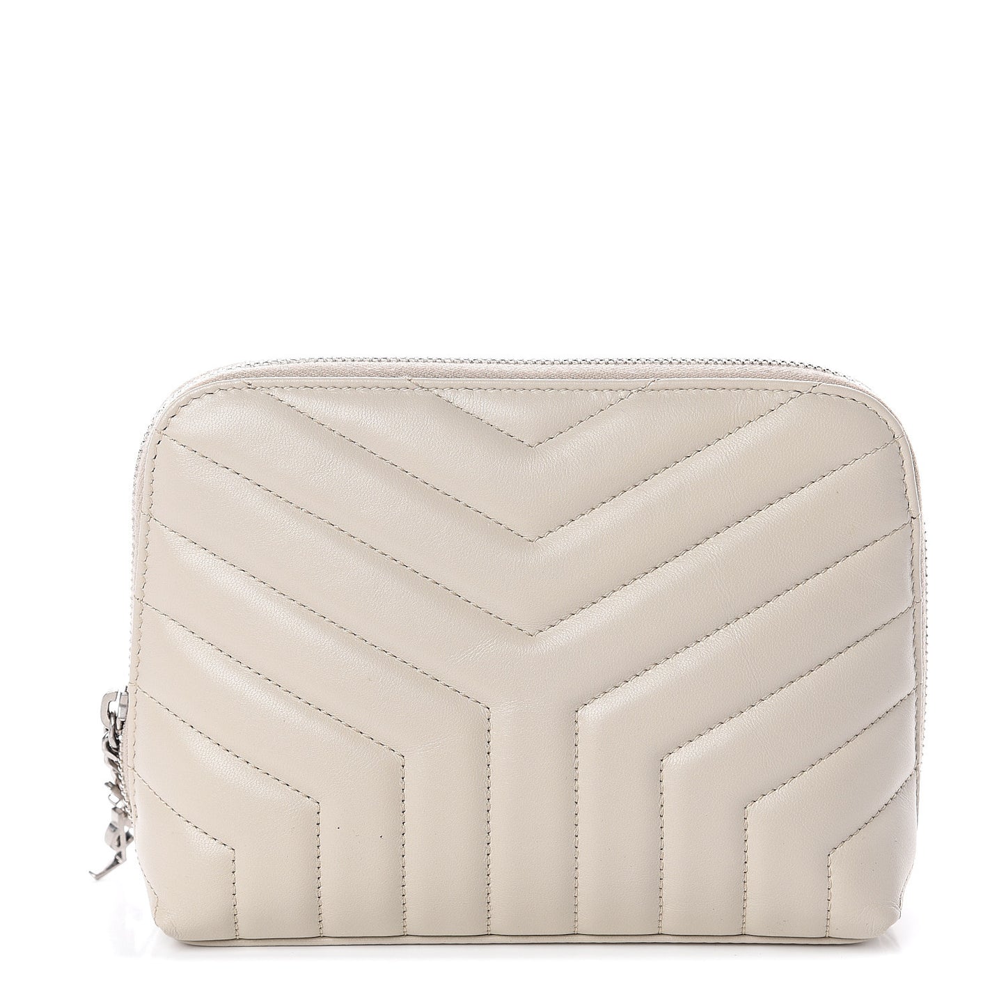 Lambskin Y Quilted Monogram Loulou Cosmetic Case Ivory