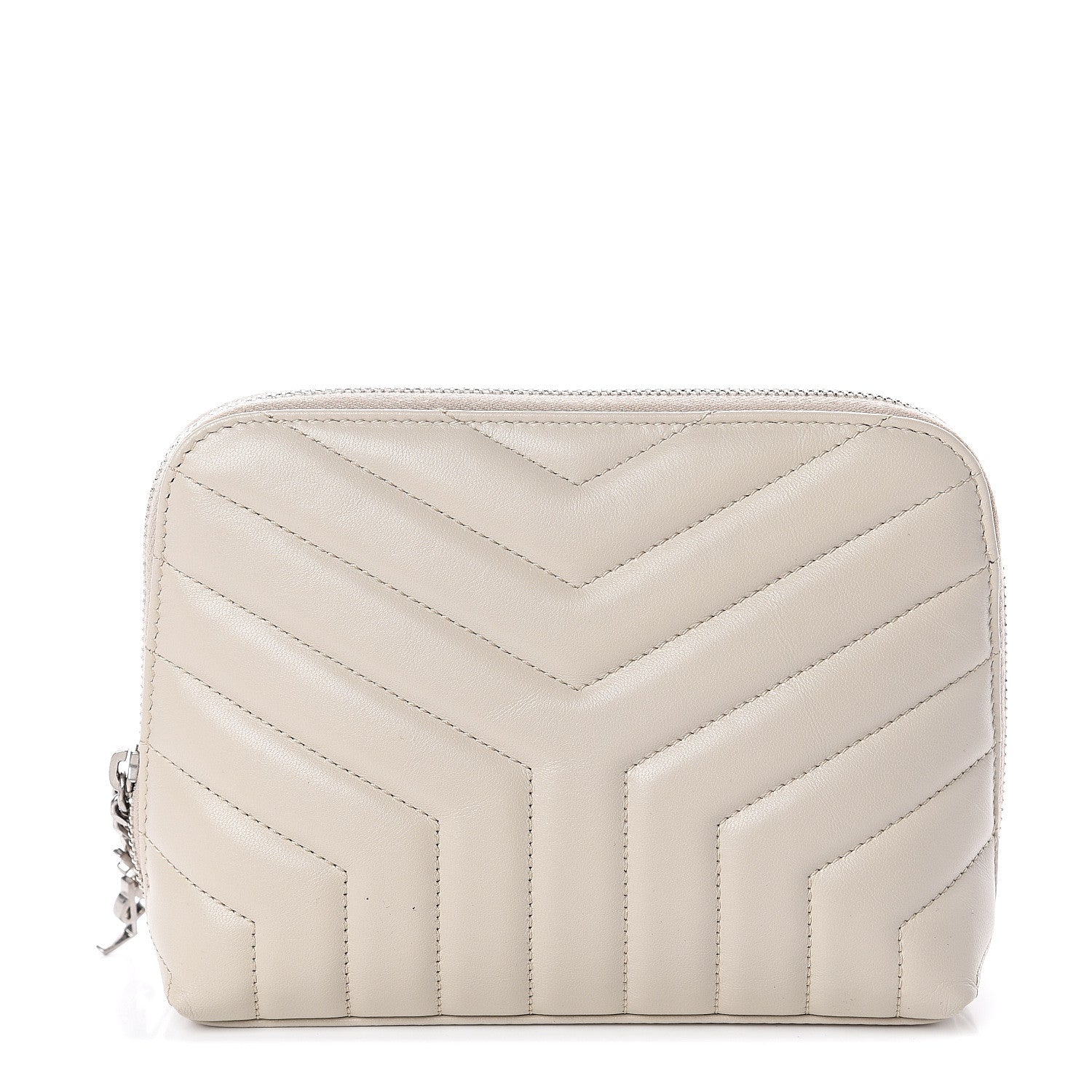Saint Laurent Lambskin Y Quilted Monogram Loulou Cosmetic Case Ivory 1 of 7