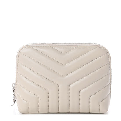 Saint Laurent Lambskin Y Quilted Monogram Loulou Cosmetic Case Ivory 1 of 7