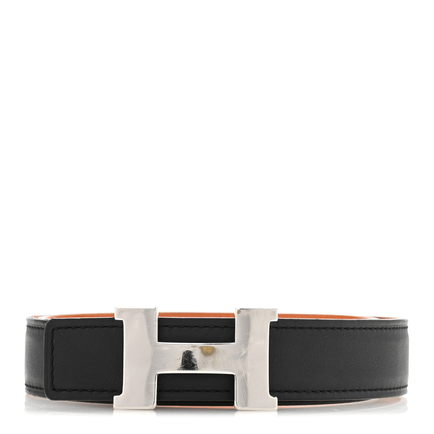 Hermes Swift Epsom 24mm Constance H Belt 65 Black Orange 1 of 7