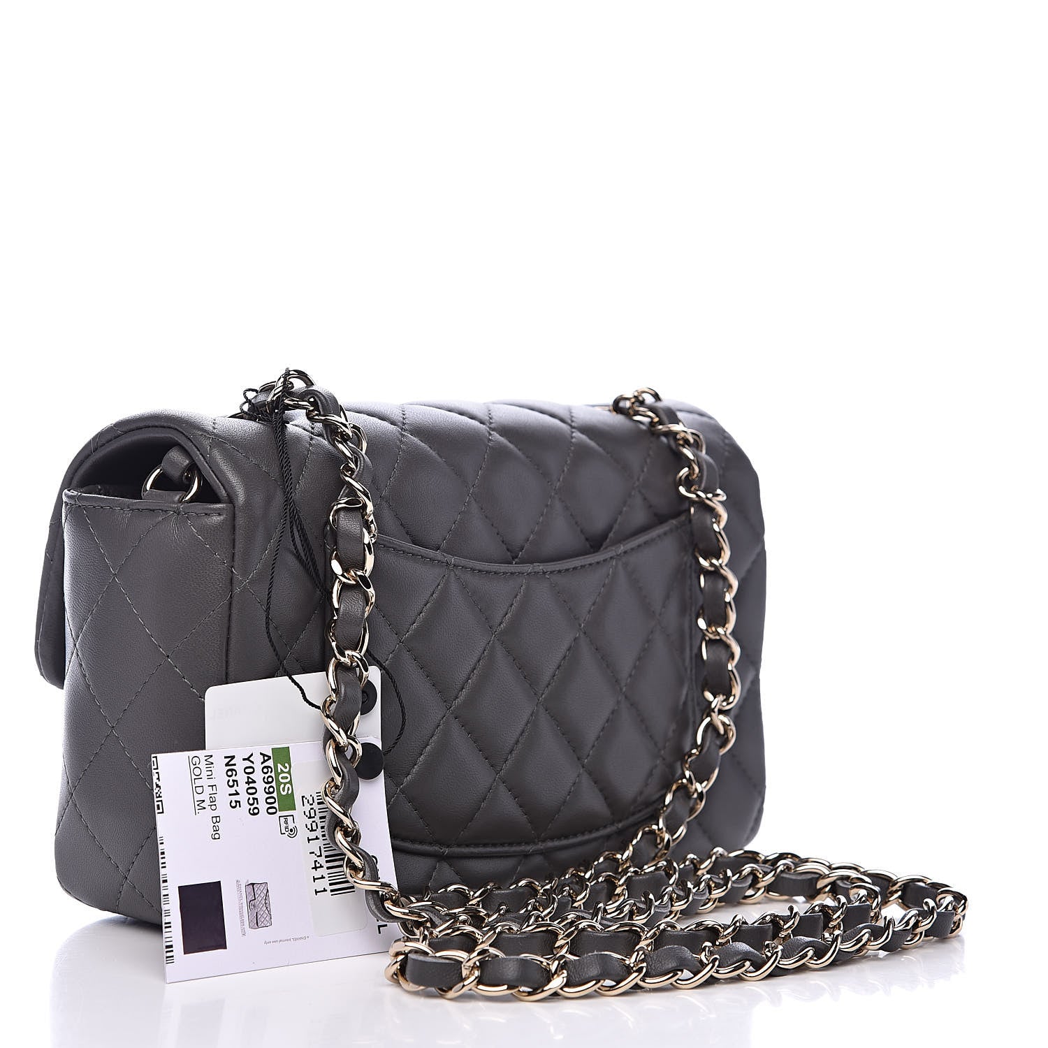Chanel Lambskin Quilted Mini Rectangular Flap Grey 3 of 11