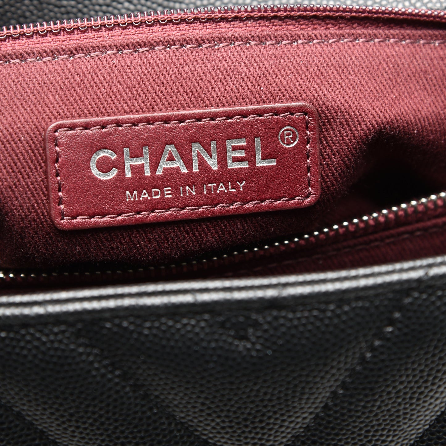 Caviar Chevron Quilted Medium Coco Handle Flap Black